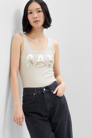 Ribbed Gap Logo Tank Top