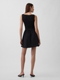 Mixed Media Drop-Waist Mini Dress
