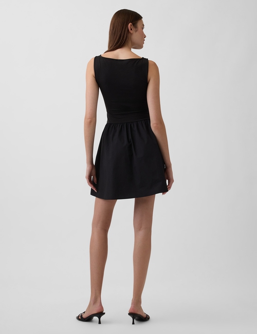 Mixed Media Drop-Waist Mini Dress