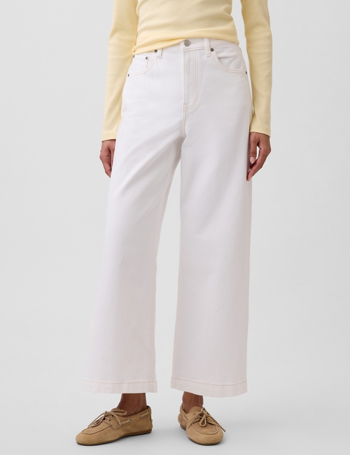 High Rise Stride Wide-Leg Ankle Jeans