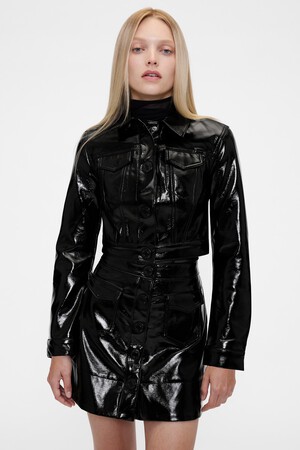 GapStudio Vegan Patent Leather Crop Jacket