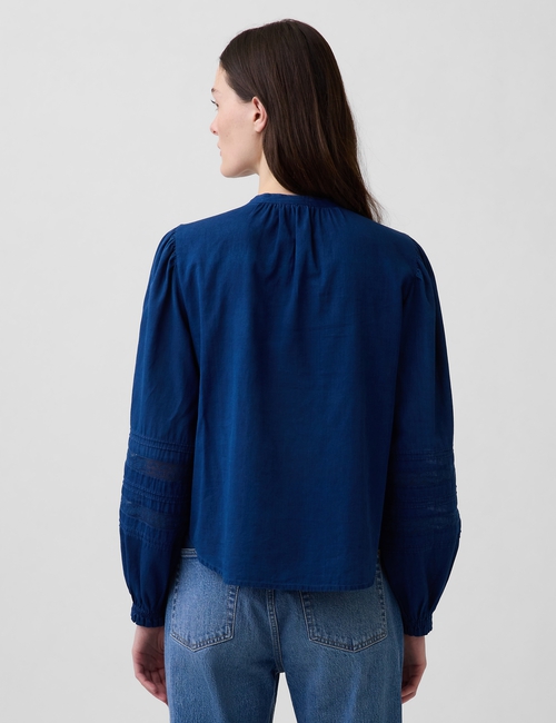 Lace-Trim Pintuck Top