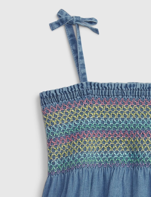 Toddler Denim Smocked Dress with Washwell