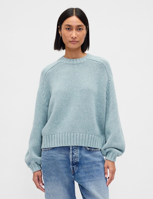 Relaxed Saddle-Sleeve Crewneck Sweater