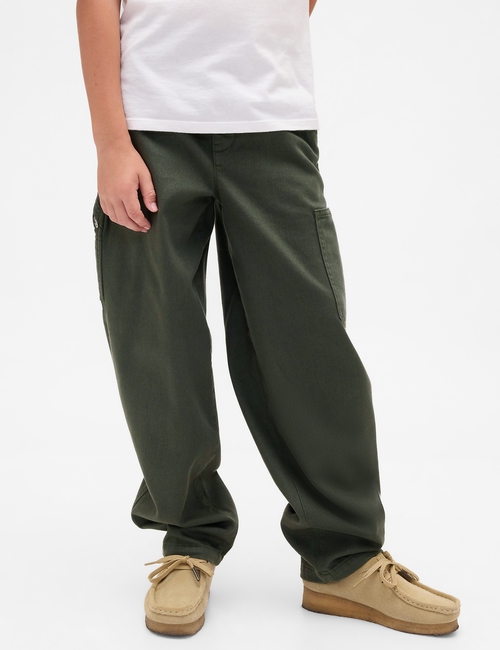 Kids Brushed Cargo Baggy Taper Pants
