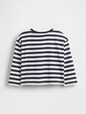 LS STRIPE HEART PKT TEE