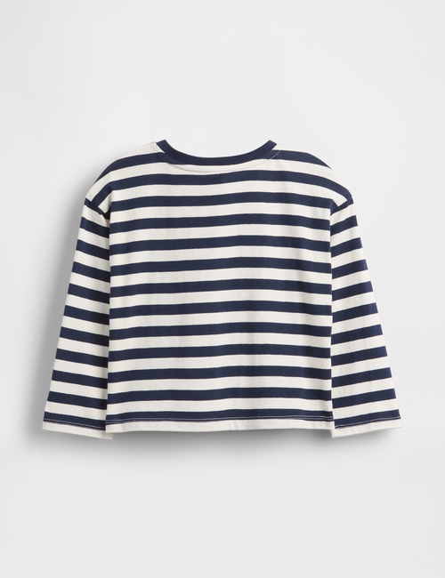 LS STRIPE HEART PKT TEE