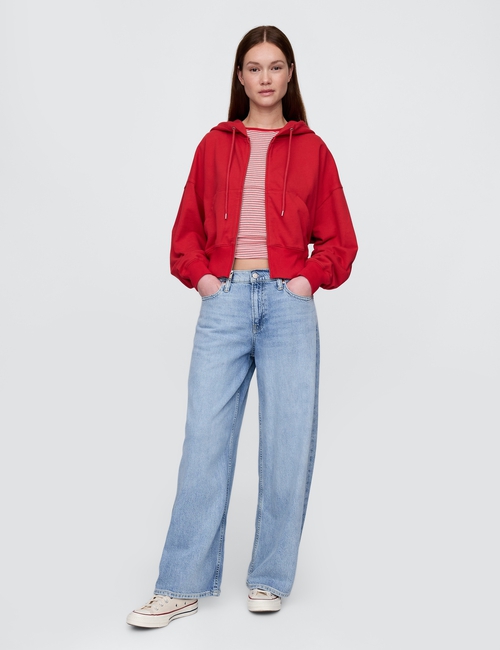 French Terry Oversized Zip Wedge Hoodie