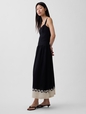 Linen-Blend Drop-Waist Corset Maxi Dress