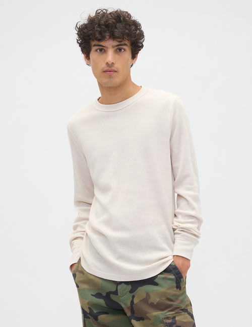 Waffle-Knit Crewneck T-Shirt