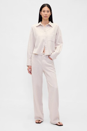 Linen-Cotton Wide-Leg Pants