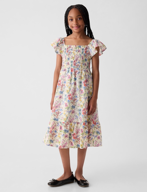 فستان بأكمام فراشة وطبعة للأطفال