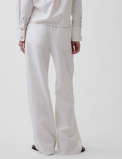 Linen-Cotton Wide-Leg Pants