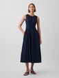 Denim Drop-Waist Midi Dress