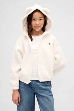 Kids Sherpa Oversized Bear Zip Hoodie