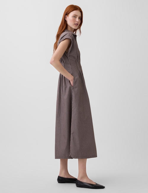 Poplin Cinched Midi Shirtdress