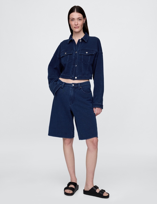 French Terry Cropped Icon Denim Jacket