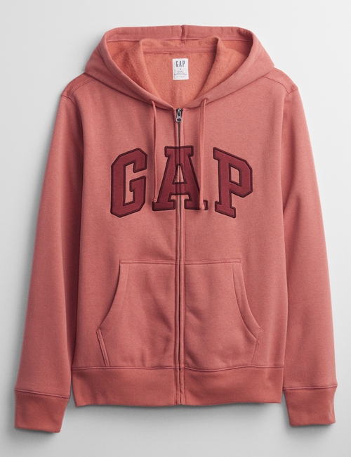 كنزة بغطاء رأس وسحّاب وشعار جاب