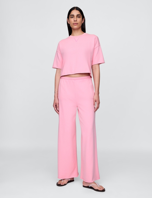 French Terry Cropped Rolled Hem Sweatshirt