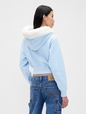 Gap × Sandy Liang Vegan Fur-Trim Crop Zip Hoodie