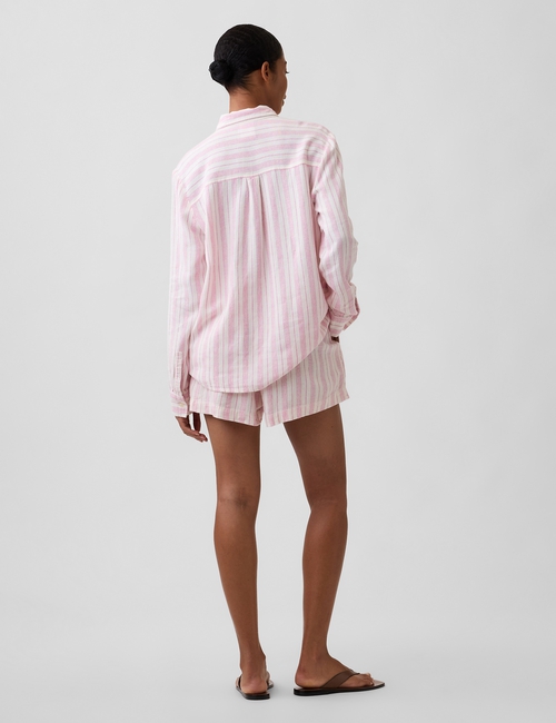 4" High Rise Pull-On Linen-Blend Shorts