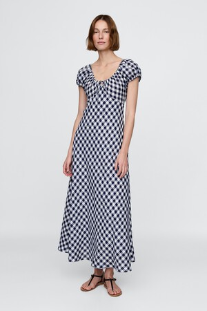 GAP X DOEN BIAS GINGHAM MIDI DRESS