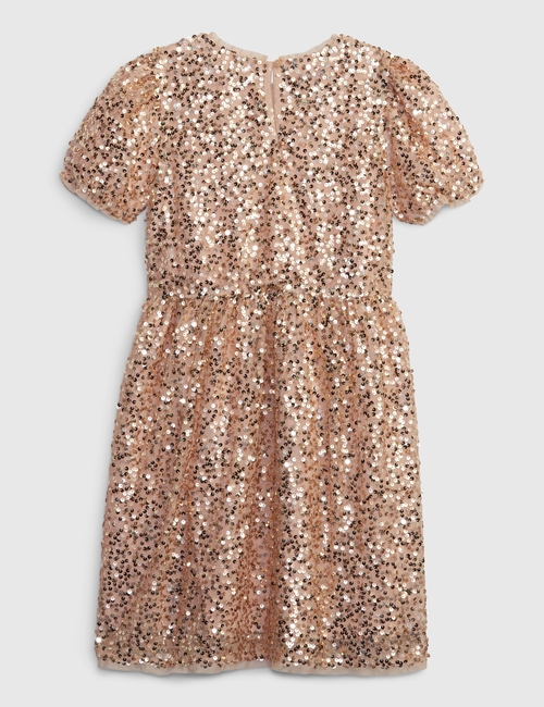 Kids Puff Sleeve Sequin Dress