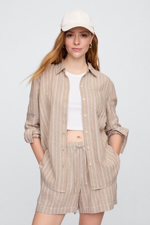 Linen-Blend Easy Shirt