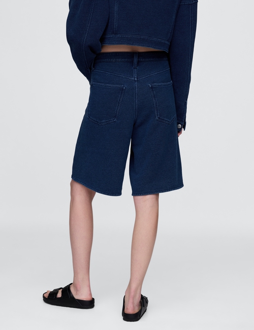 11" Mid Rise French Terry Denim Longline Shorts