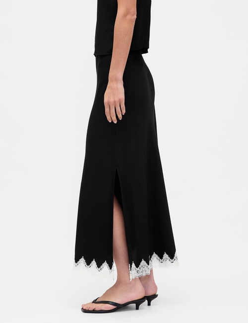 LACE TRIM BIAS MAXI SKIRT
