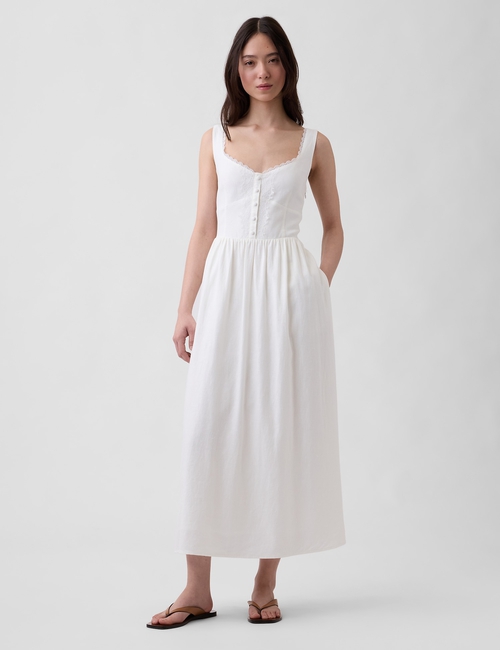 SL LACE INSERT MAXI DRESS - LINEN
