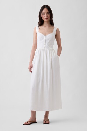 SL LACE INSERT MAXI DRESS - LINEN