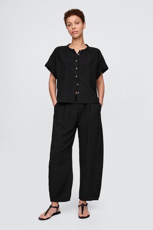 Crinkle Gauze Easy Barrel Pants