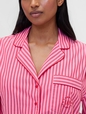 GAP X SUMMER FRIDAYS PJ POPLIN TOP RED/PINK STRIPE