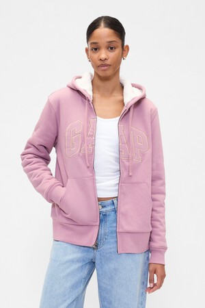 Relaxed Gap Logo Sherpa-Lined Zip Hoodie