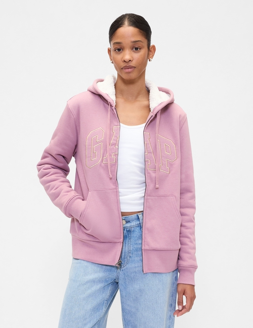 Relaxed Gap Logo Sherpa-Lined Zip Hoodie