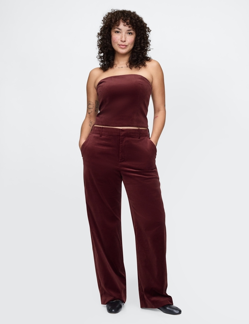 High Rise Velvet Straight Pants