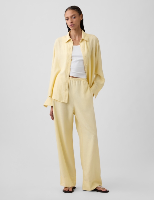 Linen-Blend Relaxed Wide-Leg Pants