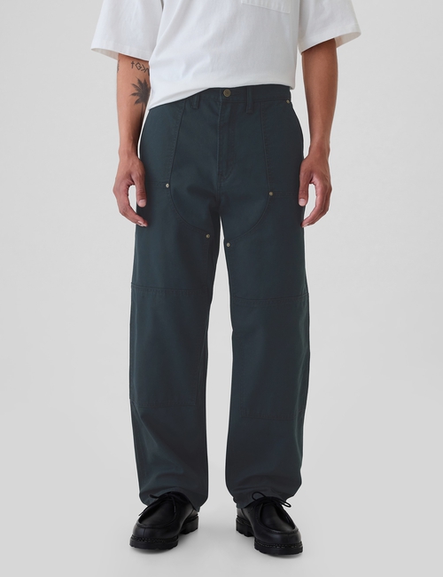 Double-Knee Canvas Utility Baggy Jeans