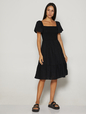 Smocked Squareneck Midi Dress