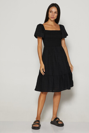Smocked Squareneck Midi Dress