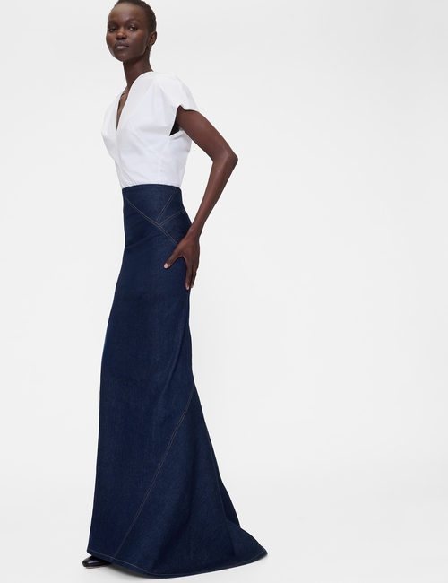 GapStudio High Rise Seamed Denim Maxi Skirt