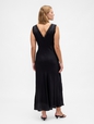 Satin Lace-Trim V-Neck Maxi Slip Dress