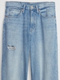 High Rise Destructed Wide-Leg Jeans with Washwell