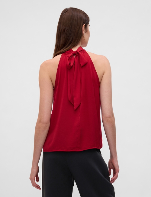 Satin Tie-Back Halter Top