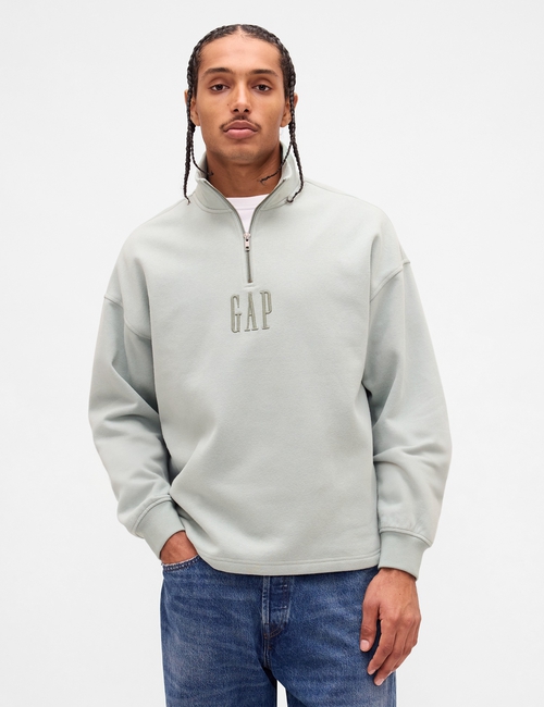 VintageSoft Oversized Logo Quarter-Zip Pullover