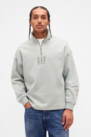 VintageSoft Oversized Logo Quarter-Zip Pullover