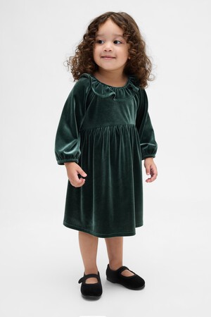 Baby & Toddler Velour Ruffle Collar Dress