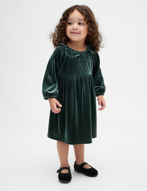 Baby & Toddler Velour Ruffle Collar Dress