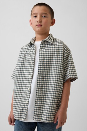 Kids Relaxed Plaid Oxford Shirt